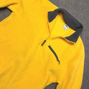 Old Navy Fleece Pullover Mens Medium Yellow Vintage 1/4 Zip Pocket 90s Y2K